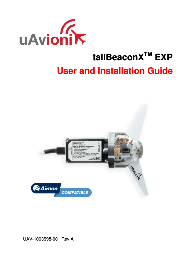 Page n°1 - Manuel utilisateur uAvionix TailBeaconX UAX-90107-01