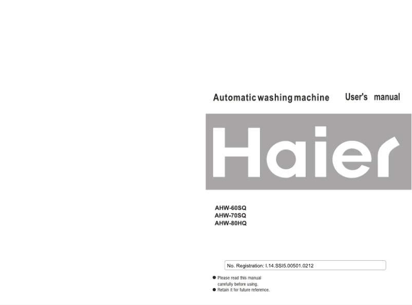 Page n°1 - Manuel utilisateur Haier AHW-80HQ