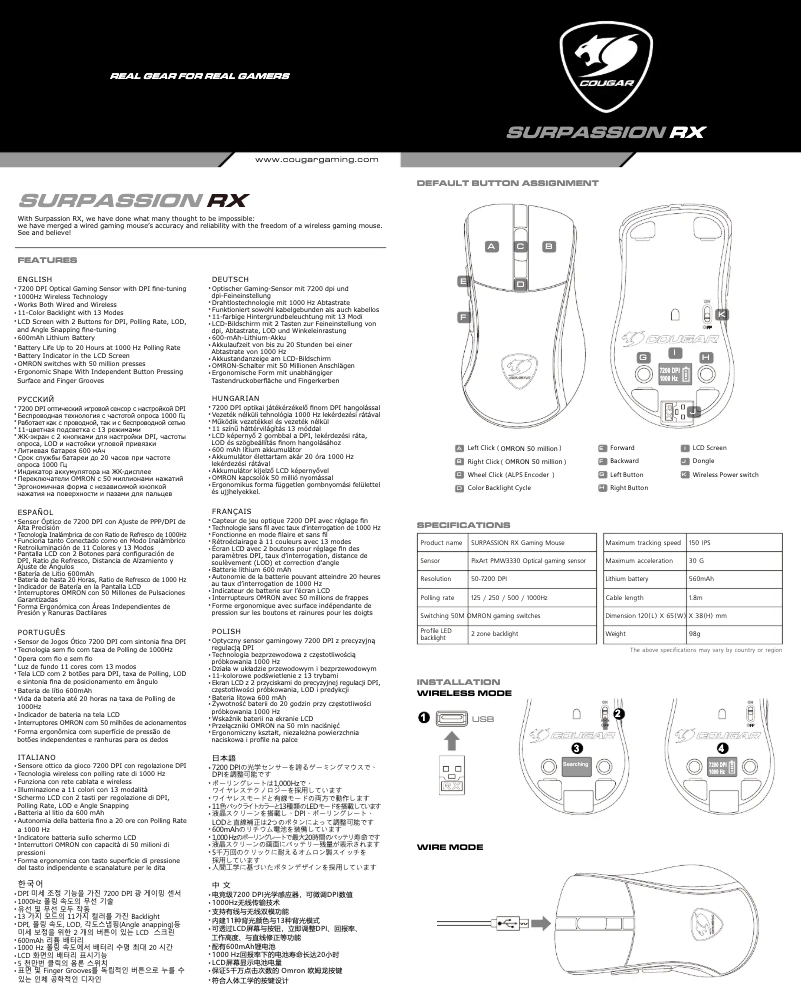 Page n°1 - Manuel utilisateur Cougar Surpassion RX