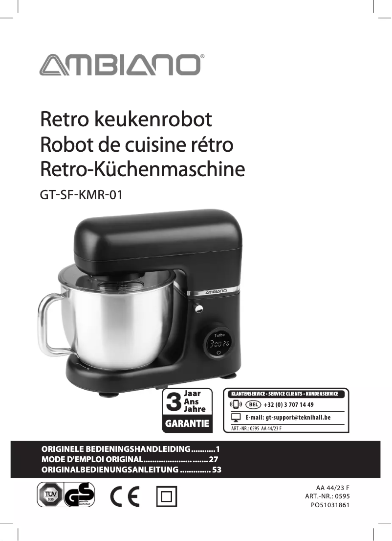 Page 1 de la notice Manuel utilisateur Ambiano GT-SF-KMR-01