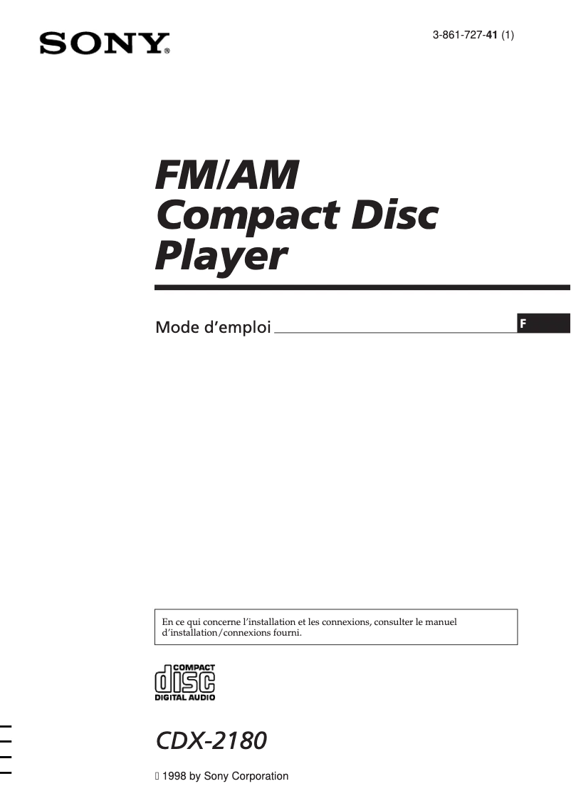 Image de la première page du manuel de l'appareil CDX-2180