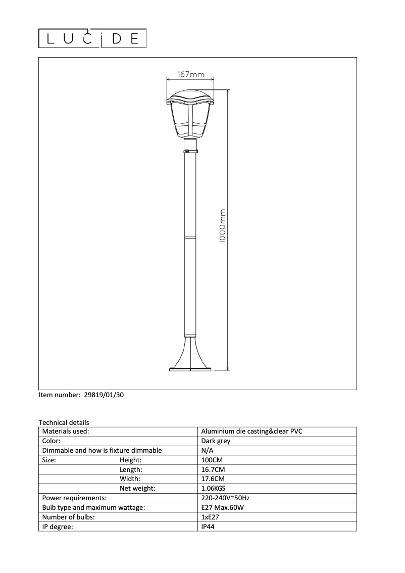 Page 1 de la notice Manuel utilisateur Lucide Istro 29819/01/30
