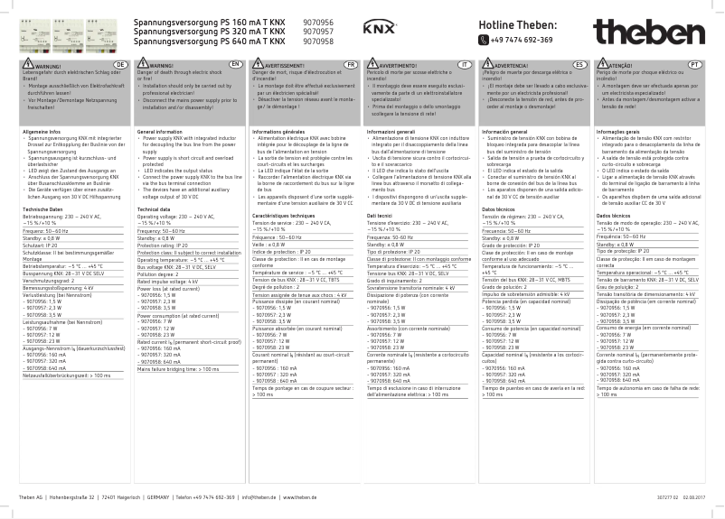 Image de la première page du manuel de l'appareil PS 160 mA T KNX