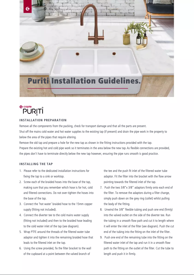 Page 1 de la notice Guide d'installation Caple DALPUR2/SS