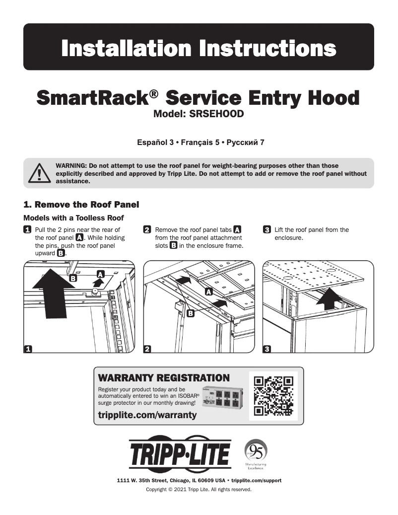 Page 1 de la notice Manuel utilisateur Tripp Lite SRSEHOOD
