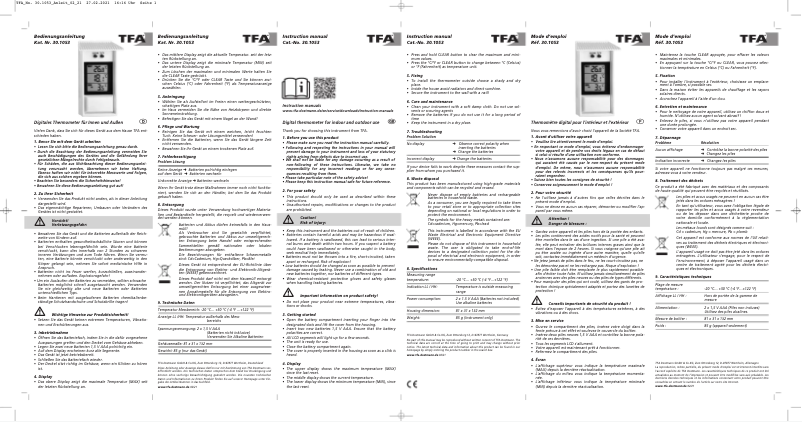 Page 1 de la notice Manuel utilisateur TFA 30.1053