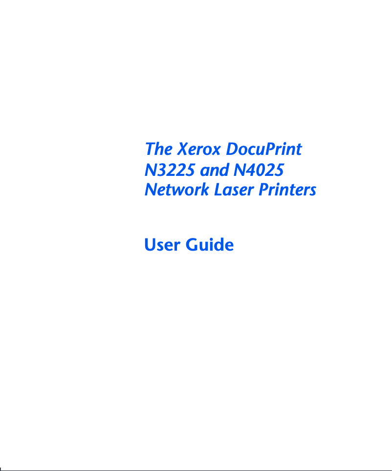 Page n°1 - Manuel utilisateur Xerox DocuPrint N3225