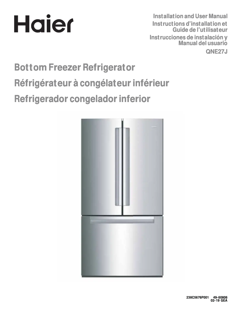 Page n°1 - Manuel utilisateur Haier QNE27JBMTS