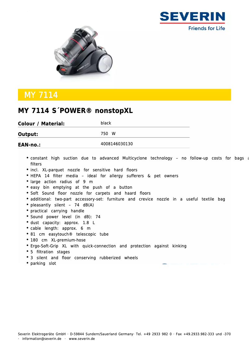 Image de la première page du manuel de l'appareil MY 7114