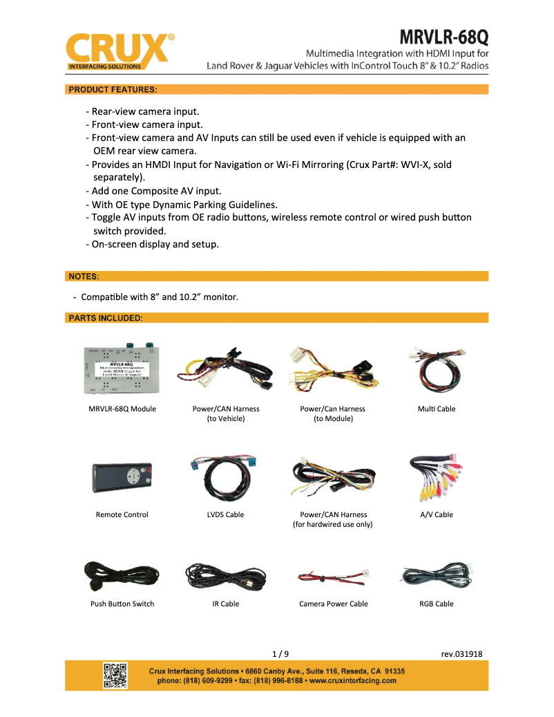 Imagen de la primera página del manual del dispositivo MRVLR-68Q
