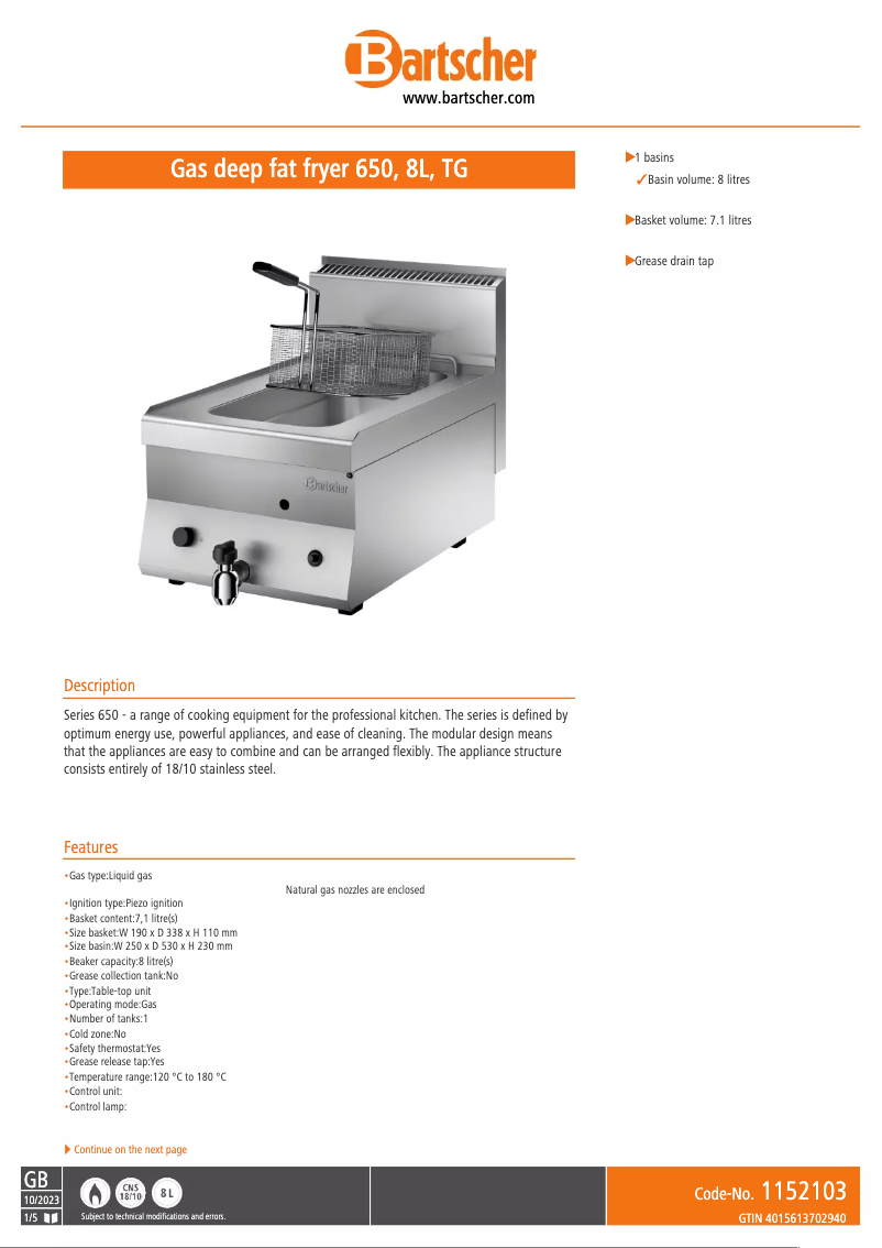 Image de la première page du manuel de l'appareil 1152103