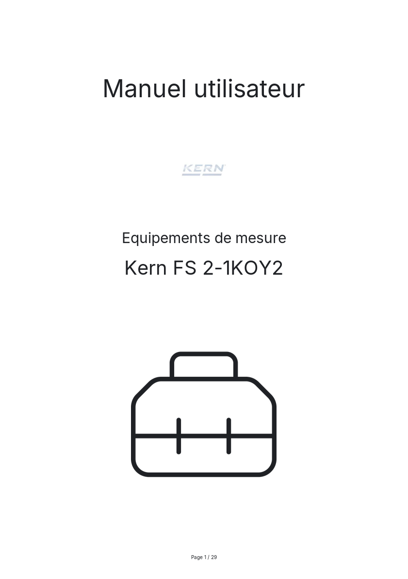 Page n°1 - Manuel utilisateur Kern FS 2-1KOY2