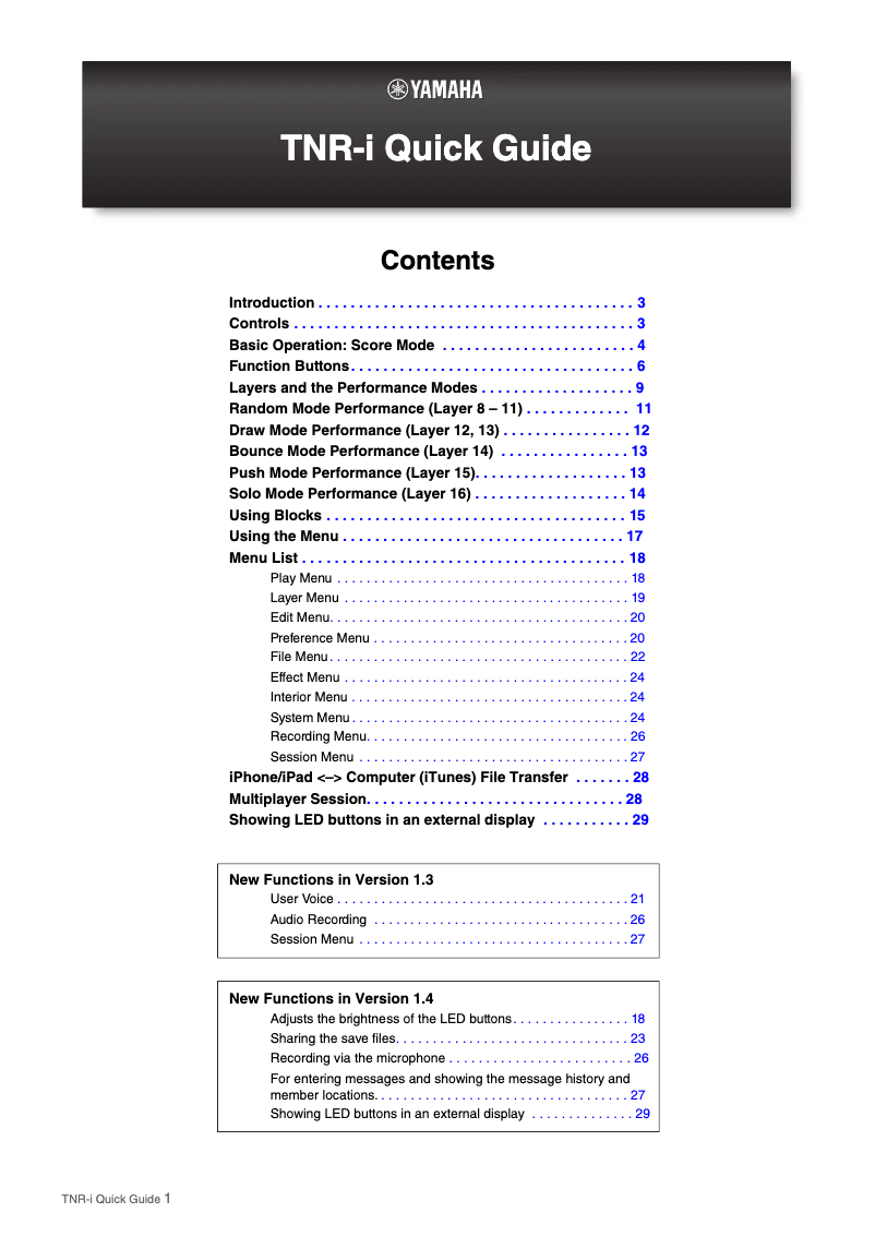 Page n°1 - Manuel utilisateur Yamaha TNR-i