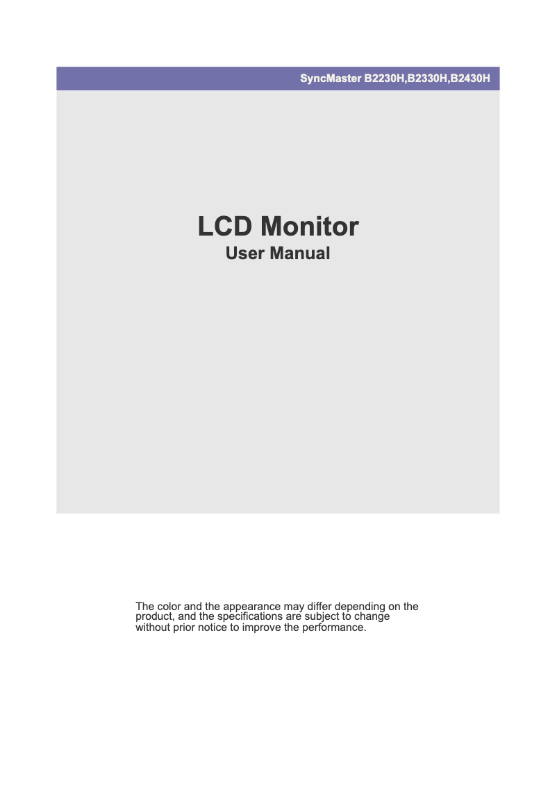 Image de la première page du manuel de l'appareil SyncMaster B2330H