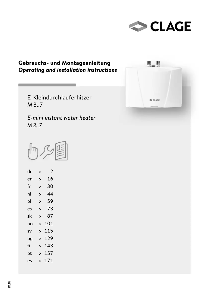 Page 1 de la notice Manuel utilisateur Clage M3