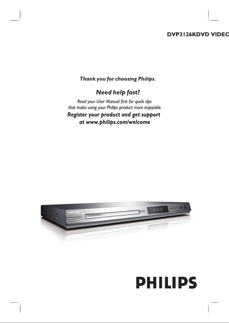 Page 1 of the manual User Manual Philips DVP3126K