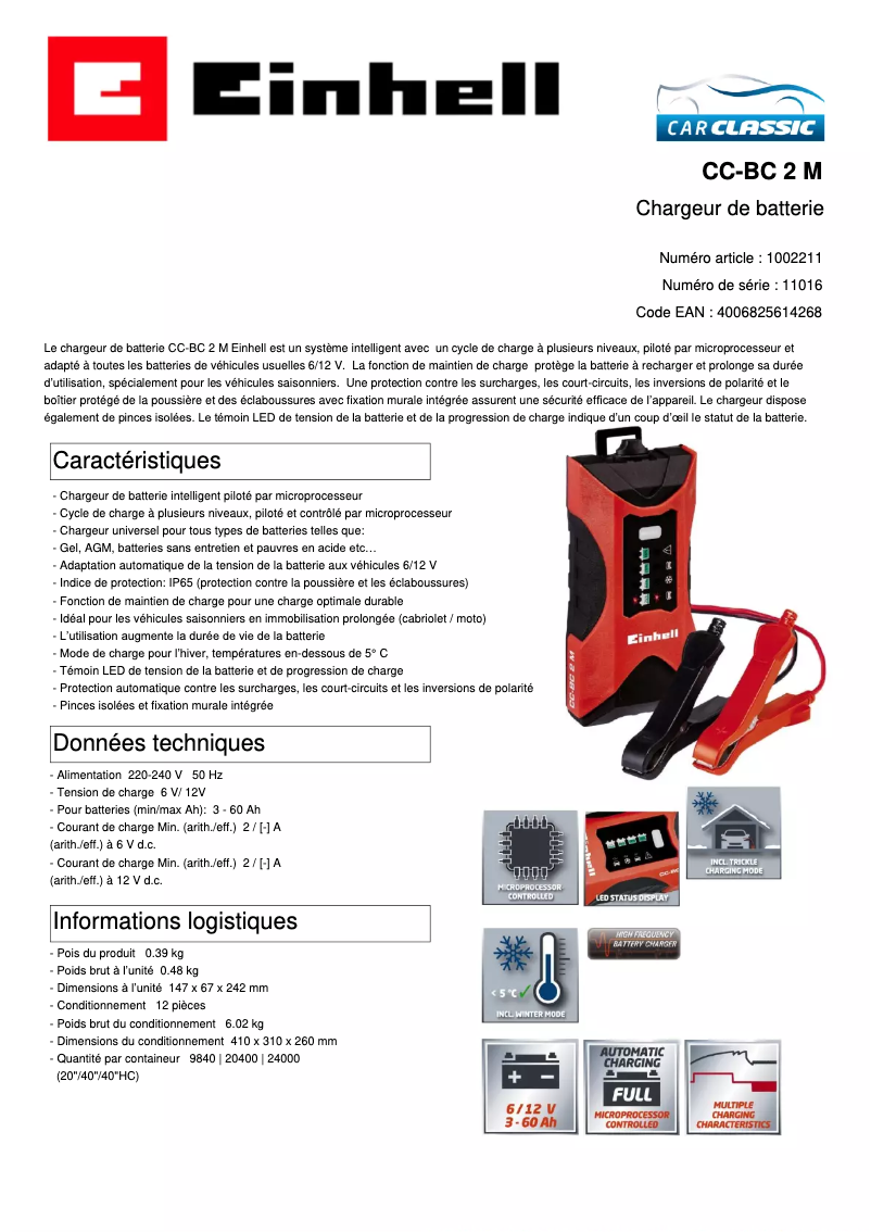 Image de la première page du manuel de l'appareil CC-BC 2 M