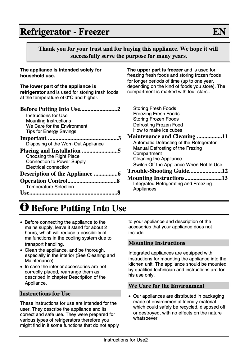 Page n°1 - Manuel utilisateur Gorenje RBI4121AW