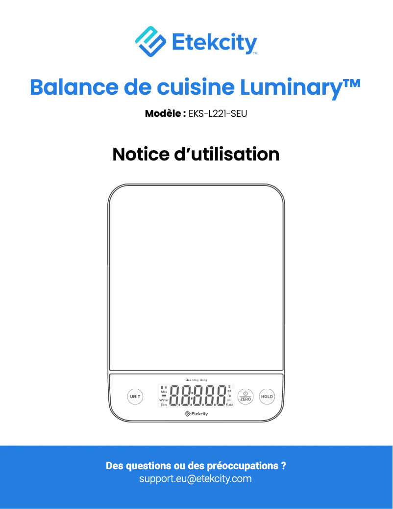 Page n°1 - Manuel utilisateur Etekcity EKS-L221-SUS