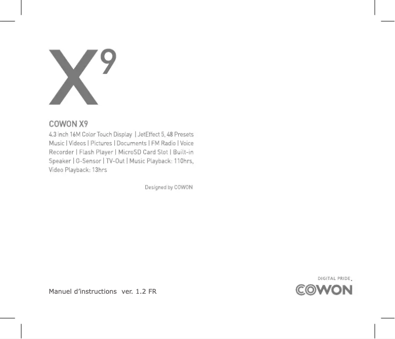Page 1 of the manual User Manual Cowon X9