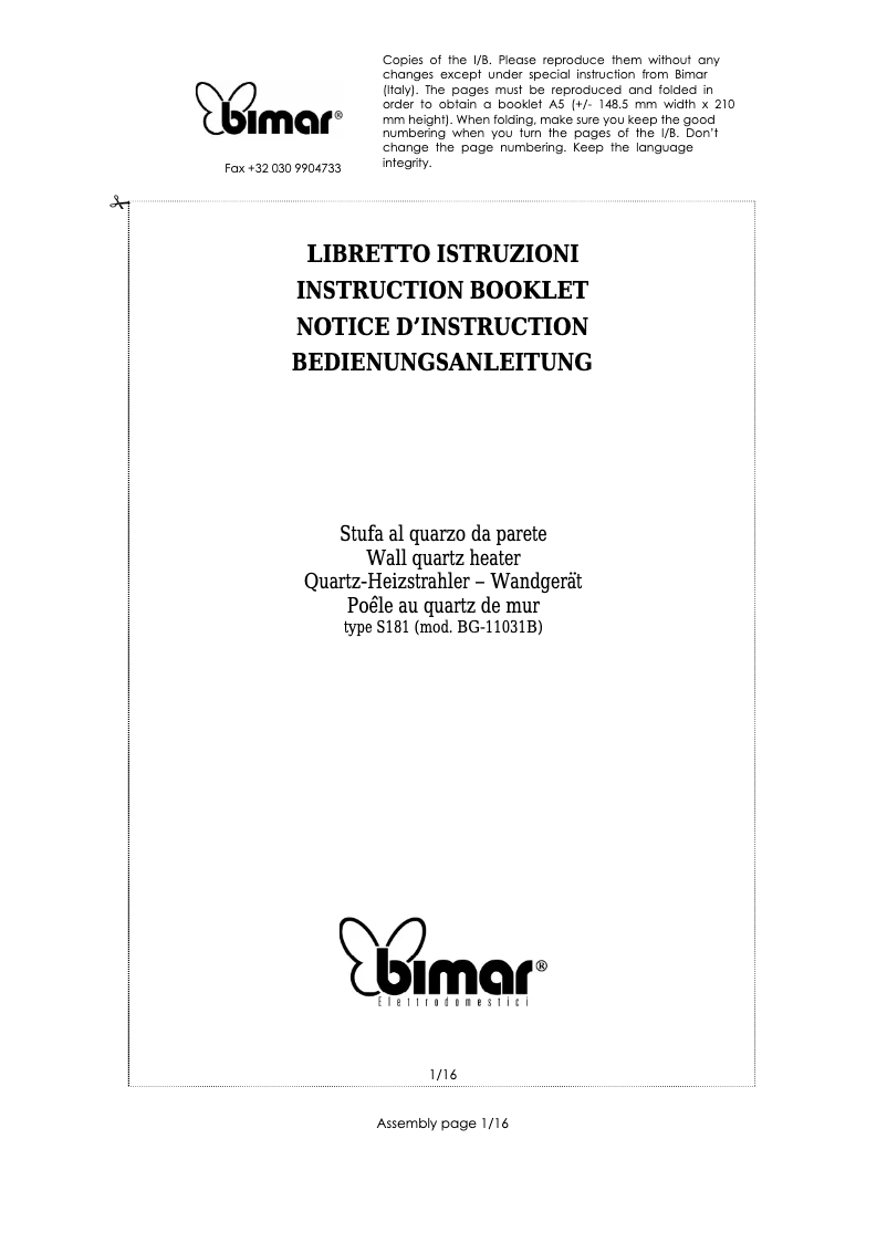 Image de la première page du manuel de l'appareil S181.EU