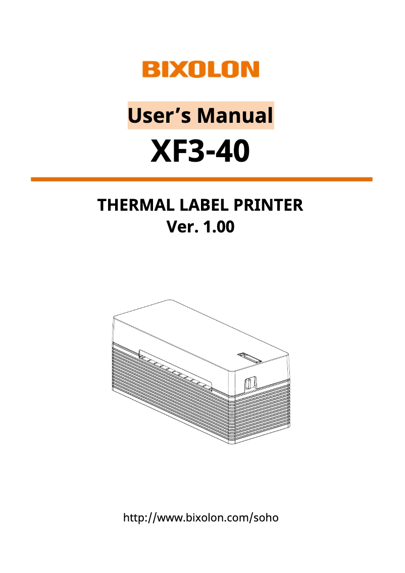 Page 1 de la notice Manuel utilisateur Bixolon XF3-40