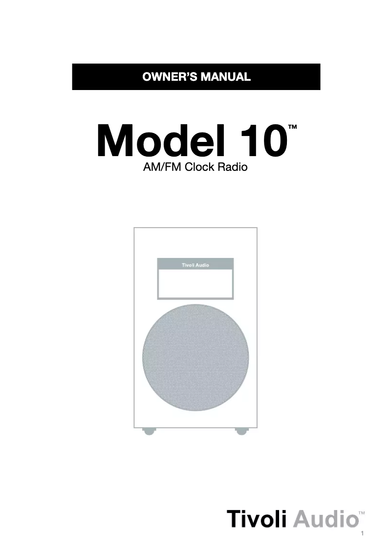 Page 1 de la notice Manuel utilisateur Tivoli Audio Model Ten