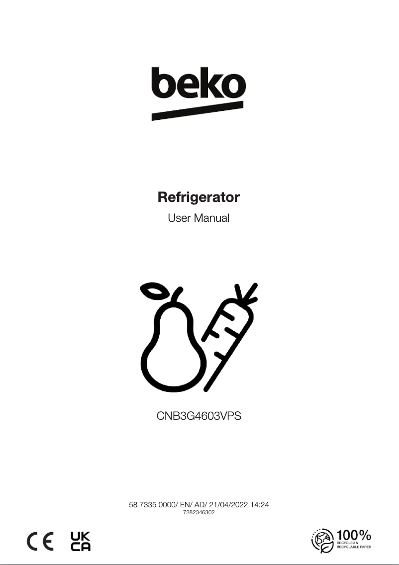 Page 1 de la notice Mode d'emploi Beko CNB3G4603VPS