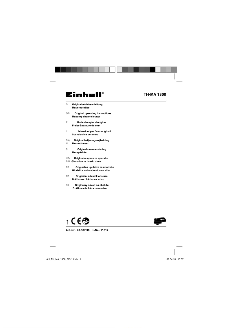 Page 1 de la notice Manuel utilisateur Einhell TC-MA 1300