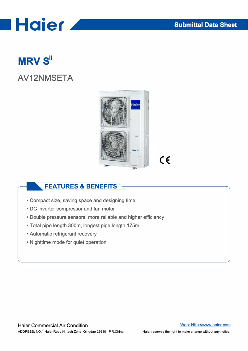Image de la première page du manuel de l'appareil AV12NMSETA