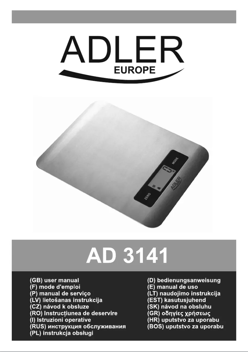 Page 1 de la notice Manuel utilisateur Adler AD 3141