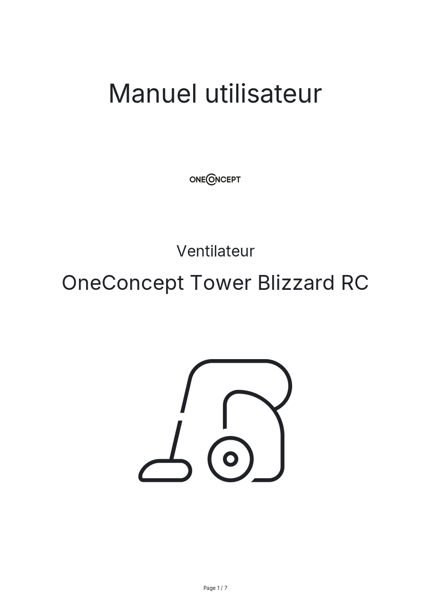 Page n°1 - Manuel utilisateur OneConcept Tower Blizzard RC
