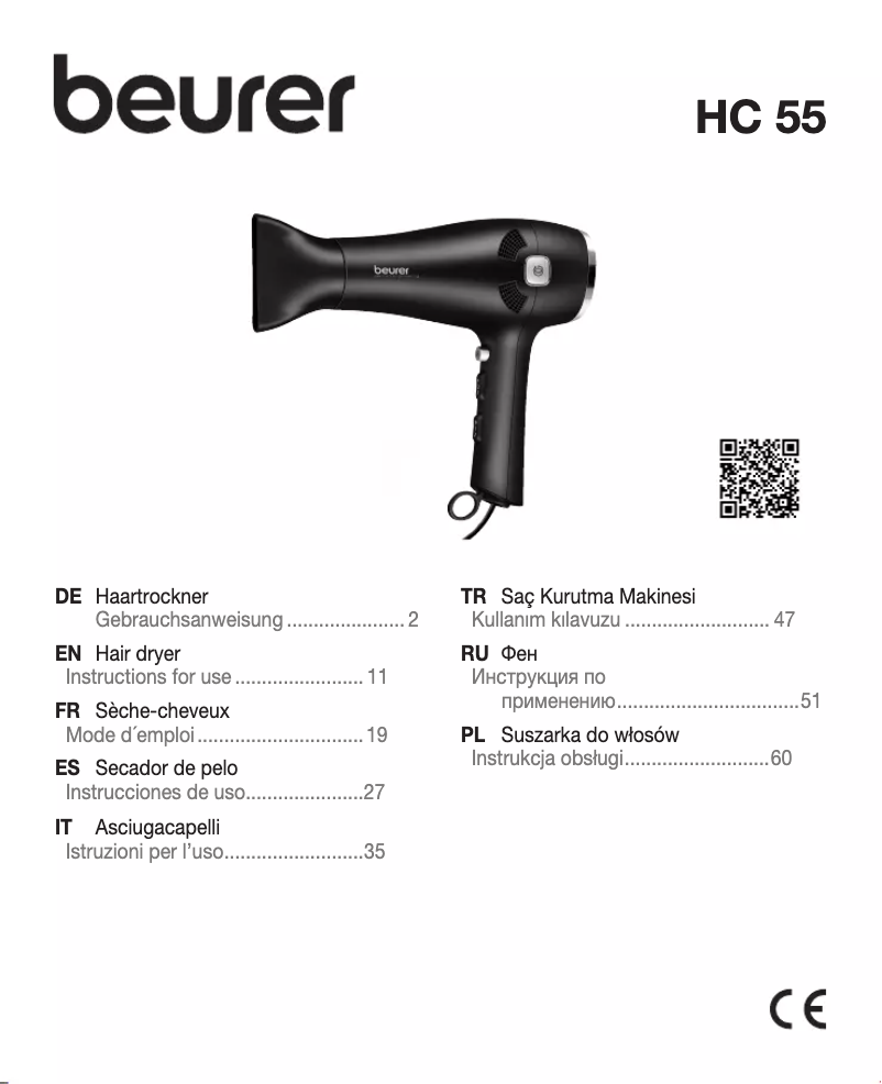 Page 1 de la notice Manuel utilisateur Beurer HC 55