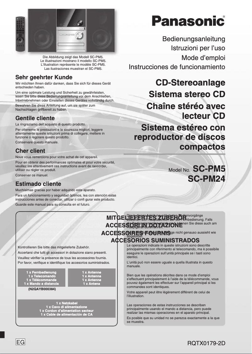 Page n°1 - Manuel utilisateur Panasonic SC-PM24