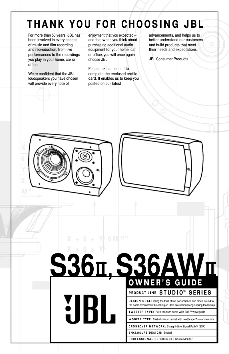 Page 1 de la notice Manuel utilisateur JBL Studio S36AW II