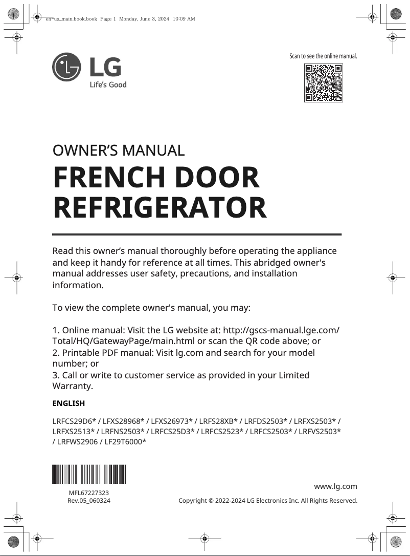 Page 1 of the manual User Manual LG LF29T6000S