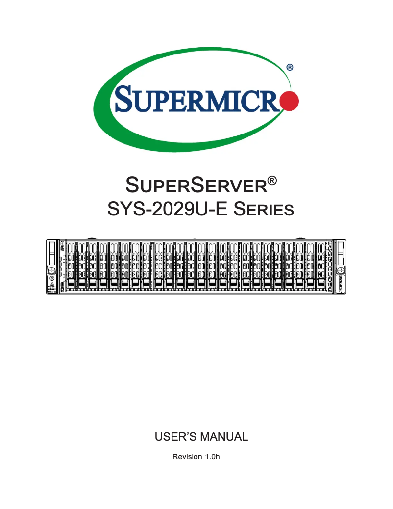 Page 1 de la notice Manuel utilisateur Supermicro SuperServer 2029U-E1CR25M