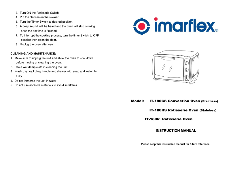 Image de la première page du manuel de l'appareil IT-180R