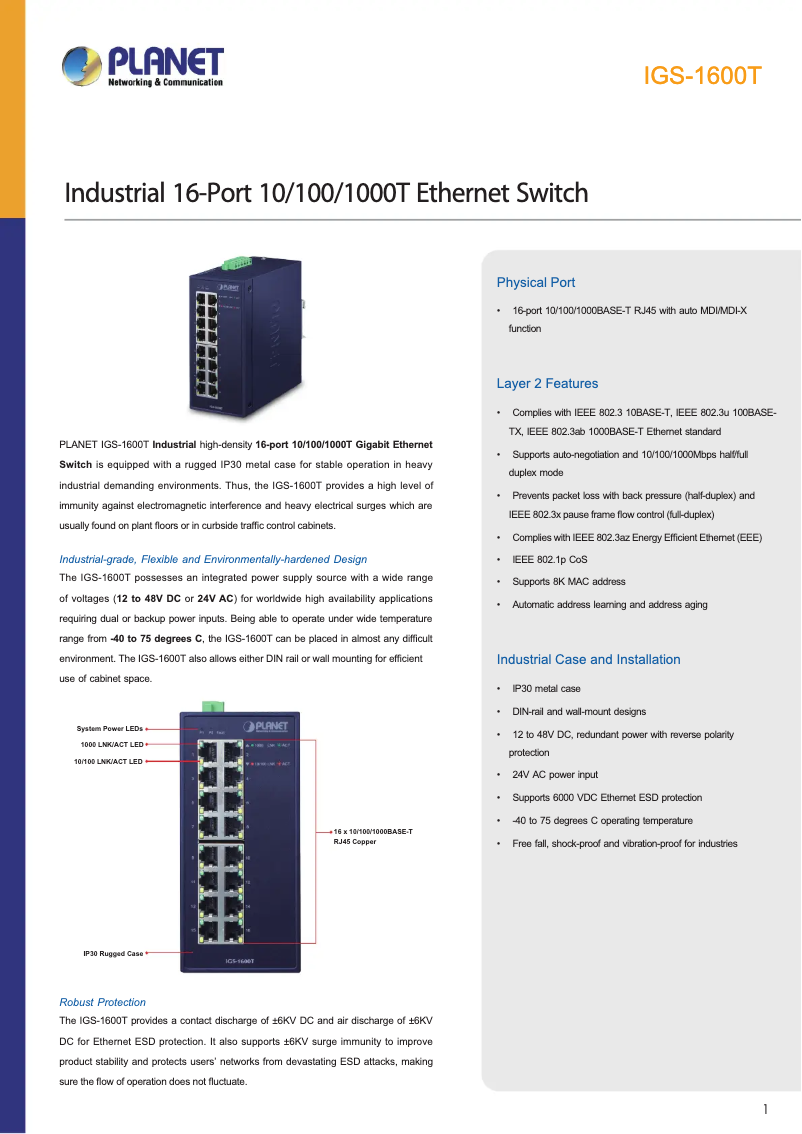Image de la première page du manuel de l'appareil IGS-1600T