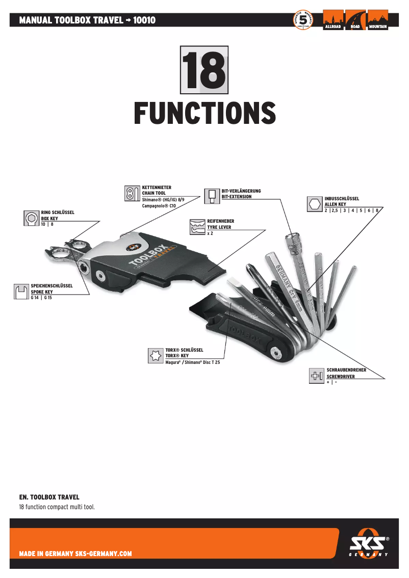 Page n°1 - Manuel utilisateur SKS TOOLBOX TRAVEL