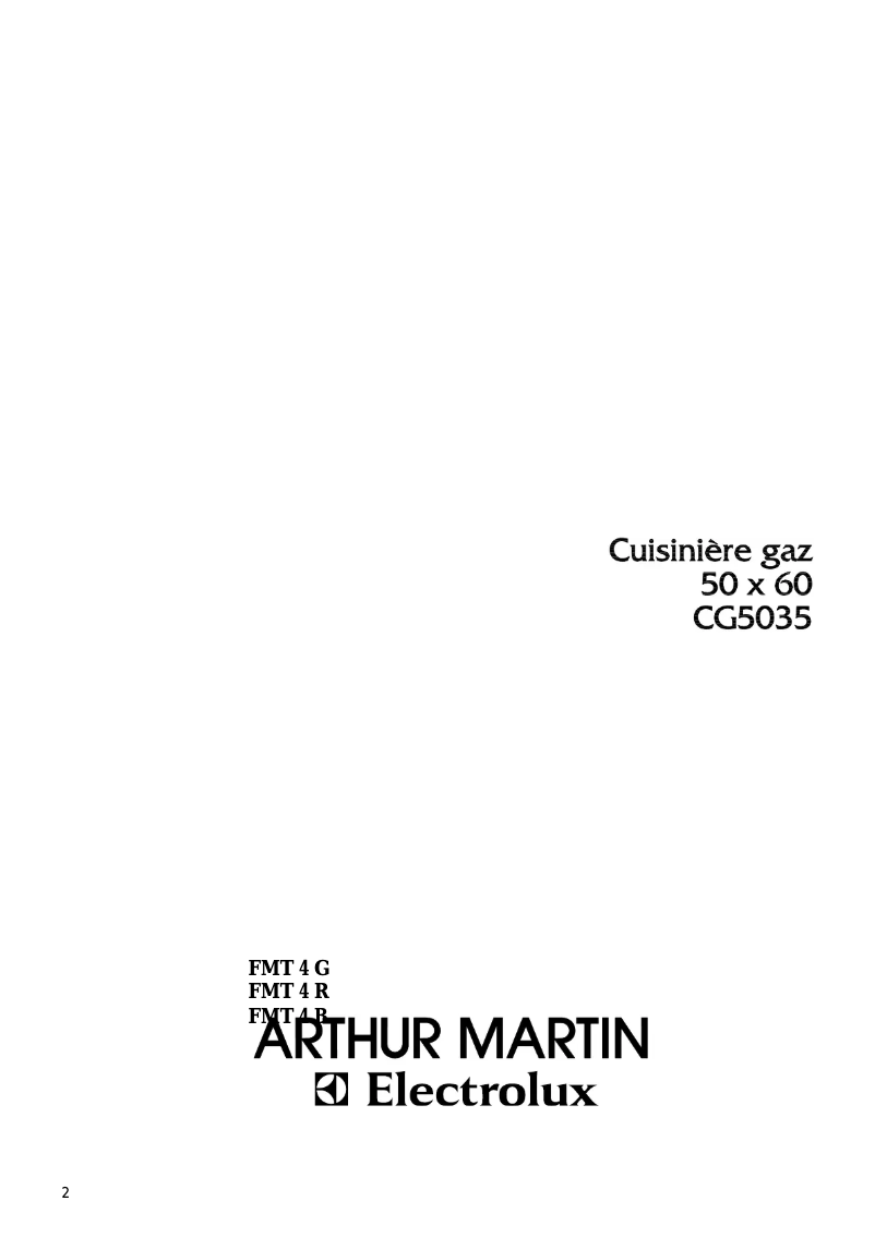Page n°1 - Manuel utilisateur Arthur Martin-Electrolux CG5035W