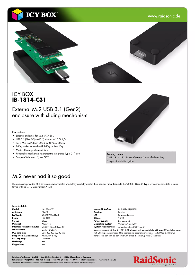 Page n°1 - Fiche technique Icy Box IB-1814-C31