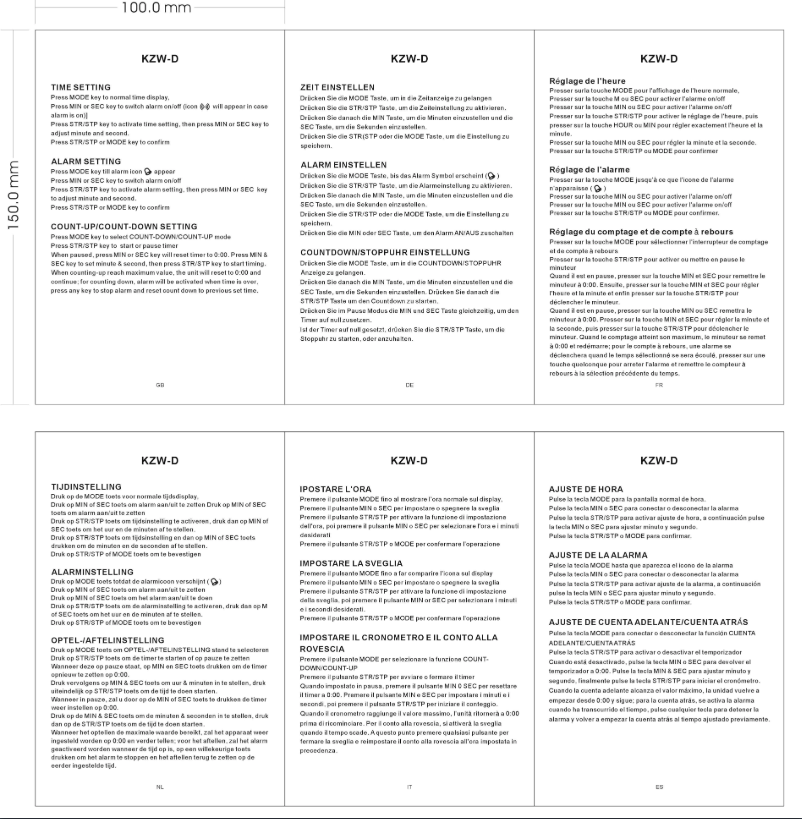 Page 1 de la notice Manuel utilisateur Techno Line KZW digital