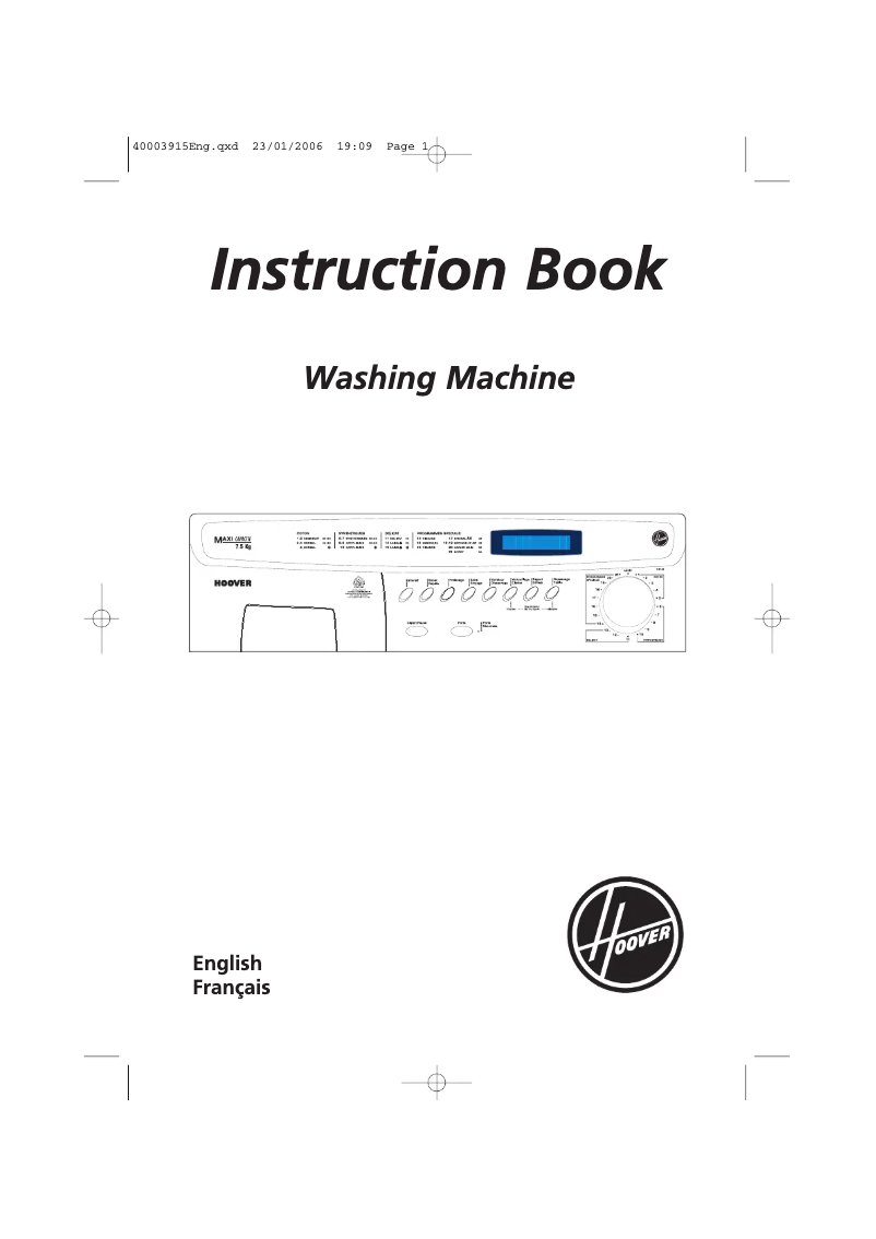 Page 1 de la notice Manuel utilisateur Hoover HI168-47