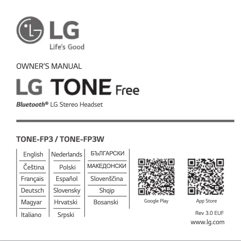 Page 1 de la notice Manuel utilisateur LG Tone Free