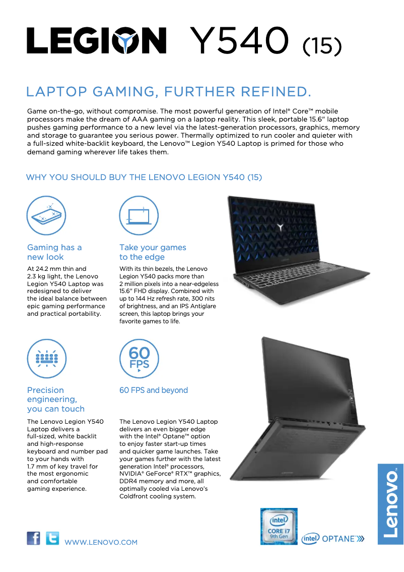 Page 1 de la notice Brochure Lenovo Legion Y540