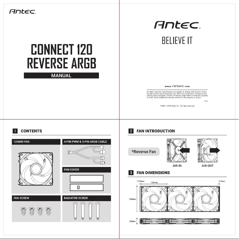Page 1 of the manual User Manual Antec CONNECT120 REVERSE ARGB