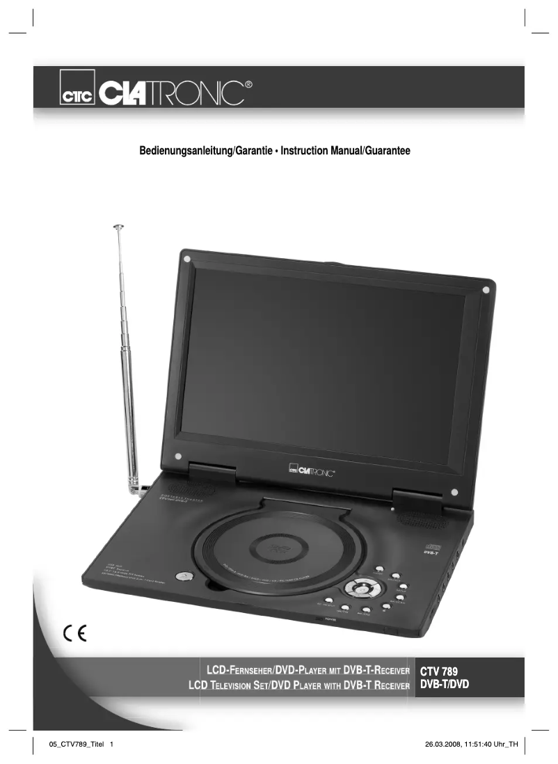 Page 1 de la notice Manuel utilisateur Clatronic CTV 789