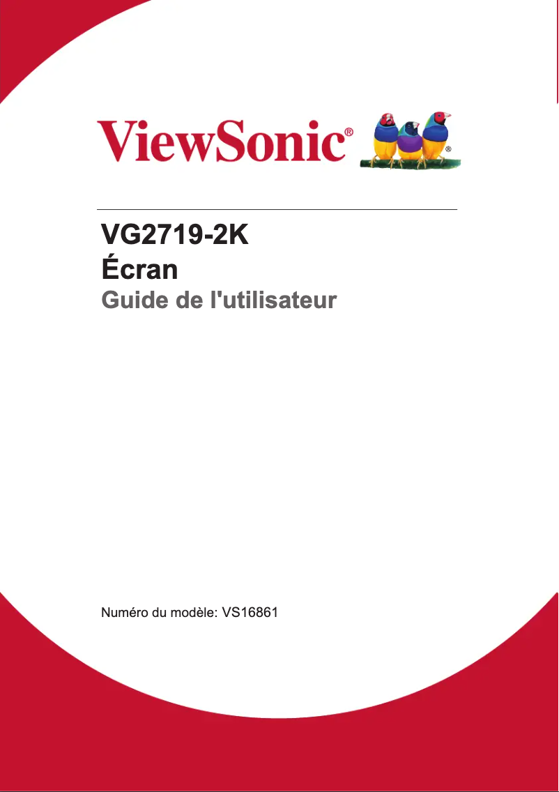 Page 1 de la notice Manuel utilisateur Viewsonic VG2719-2K-7