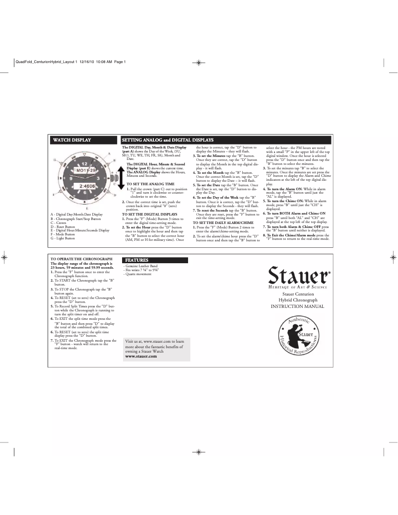 Page n°1 - Manuel utilisateur Stauer 20409